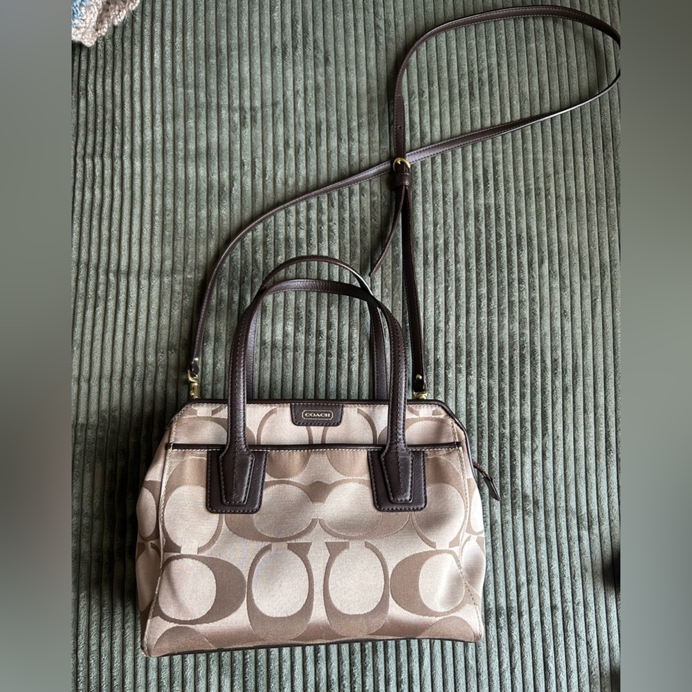 Coach Beige and Brown Shoulder Bag